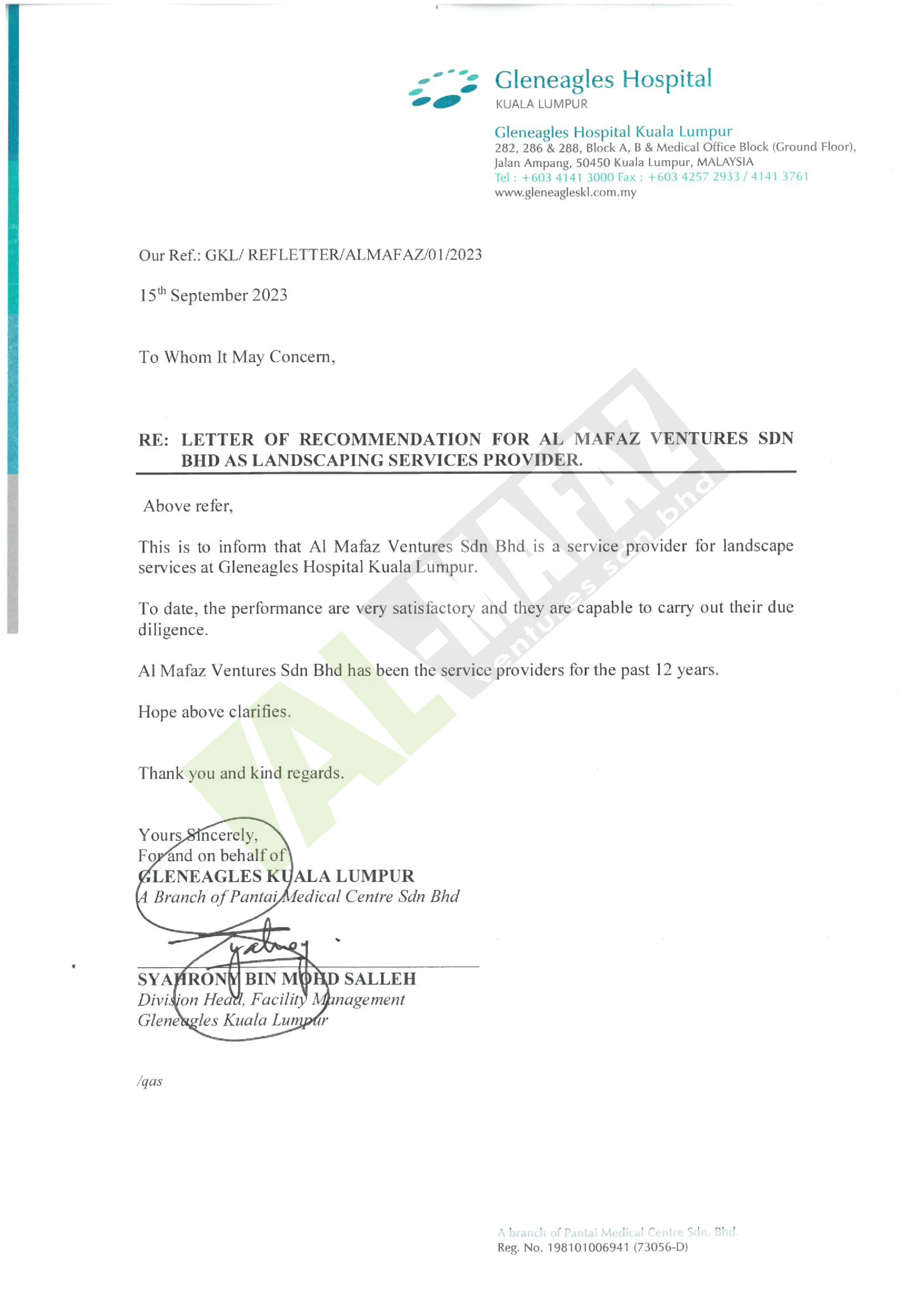SURAT PENILAIAN PRESTASI_HOSPITAL GLENEAGLES